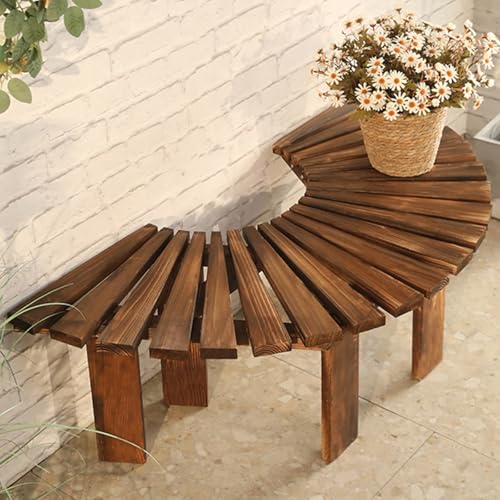 Massivholz Outdoor Halbrund Gartenbank, stabile wetterfeste Lattenrost Sitzbank für Terrasse Deck Balkon Entspannung von Generisch
