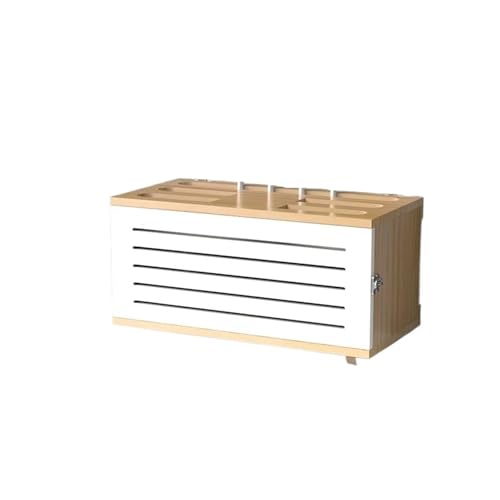 Massivholz Router Aufbewahrungsbox - Wireless WiFi Set, Funktionales Wohnzimmerregal, Modernes Design, Langlebig, Platzsparende Aufbewahrungslösung (Weiß) von Generisch