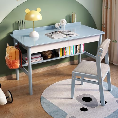 Massivholz Schreibtisch, moderner Computertisch im Mid-Century-Stil für Home-Office mit 2 Schubladen und Ablage, Schminktisch, PC-Tisch, Arbeitsstation Massivholz Schreibtisch, moderner Computertisch im Mid-Century-Stil für Home-Office mit 2 Schubladen und Ablage, Schminktisch, PC-Tisch, Arbeitsstation von Generisch