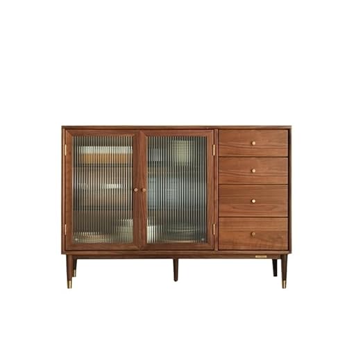 Massivholz-Sideboard aus schwarzem Walnussholz, Küchenschrank, nordischer Stil, kleine Wohnung, Aufbewahrung, Wohnzimmer-Wandschrank (1200 x 400 x 850 mm), modernes, minimalistisches Design von Generisch