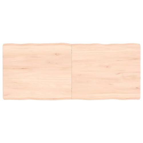 Massivholz-Tischplatte 120 x 50 x (26) cm unbehandelt Live Edge Design Ersatz für Küchentisch Werkbank Oberfläche langlebig & stilvoll Tischplatte von Generisch