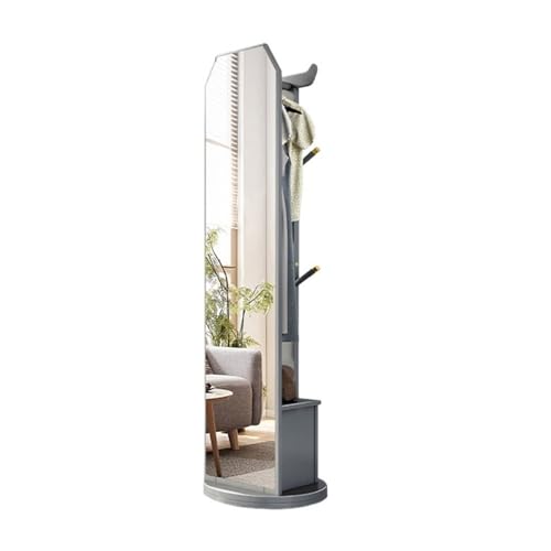 Massivholzgarderobe mit Schublade, Eingangsbereich, Lagerregal, freistehender Kleiderbügel mit abnehmbarem Spiegel, Flur, Nizer, Grau, Perchero de Pie Massivholzgarderobe mit Schublade, Eingangsbereich, Lagerregal, freistehender Kleiderbügel mit abnehmbarem Spiegel, Flur, Nizer, Grau, Perchero de Pie von Generisch