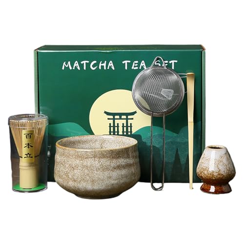 Matcha Whisk Set - Japanische Teezeremonie Chasen, Moderner Whisk | Traditioneller Scoop Löffel Rührer Mixer Mixer Froth Pinsel Werkzeug Utensilien Kit Schüssel Halter Ständer Tablett Topf Gefä von Generisch