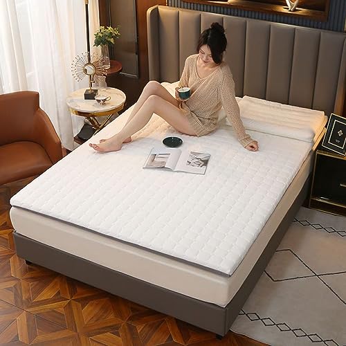 Matratzenauflage aus hochdichtem Memory-Schaum, hautfreundlich, waschbar, belüftet, Futon-Pad, idealer Komfort und Unterstützung, Weiß, 135 x 200 cm, 53 x 79 cm von Generisch
