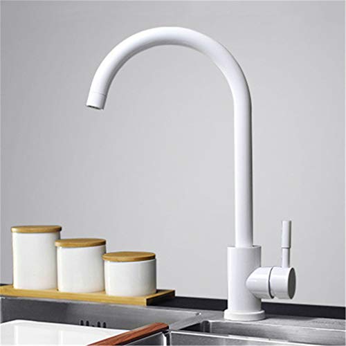 Matt Schwarz/Weiß Küchenspüle Wasserhahn 360° Drehbar SUS304 Edelstahl Mischbatterie Deck Montiert mit Belüfter Retro Einhandgriff Wasserhahn für Moderne Küchen von Generisch