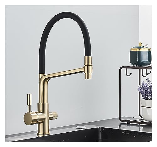 Mattschwarze Doppelgriff-Küchenarmatur – Wasserfilter-Mischbatterie mit heißem und kaltem modernem Chrom-Finish – ideal für Zuhause und Büro, stilvoll und funktional von Generisch