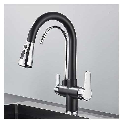 Mattschwarze Küchenarmatur – 360° ausziehbarer Sprühkopf mit Dreiwege-Wasserfilter-Wasserhahn, modernes Design, Spültischarmatur für stilvolle Dekoration und einfache Verwendung (ZX PHD2Z) von Generisch
