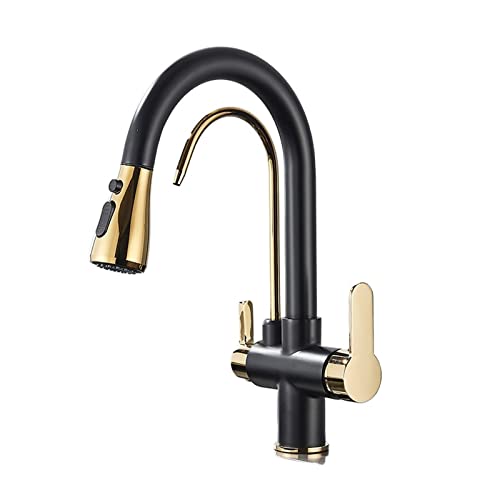 Mattschwarze Küchenarmatur mit 360° ausziehbarem Sprühkopf 3-Wege-Wasserfilter-Wasserhahn, Smart Spültischarmatur Typ A, Schwarz Gold - Stilvolles & Funktionales Küchen-Upgrade Mattschwarze Küchenarmatur mit 360° ausziehbarem Sprühkopf 3-Wege-Wasserfilter-Wasserhahn, Smart Spültischarmatur Typ A, Schwarz Gold - Stilvolles & Funktionales Küchen-Upgrade von Generisch