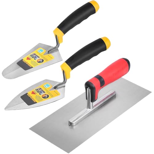 Mauerwerkzeuge - 3 Stück Maurerkelle mit Griff mit weicher Handauflage - Baumaterial für Reparatur Bauen Boden Putz Auslegen Mauerwerk Auskleidung von Generisch