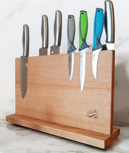 Maxarti - Eiche XXL Magnetisch Messerhalter Doppelseitige Messerblock Messerleiste 40x25x10cm Leistungsstarke N52-Magnete (Eiche 40 x25) von Generisch