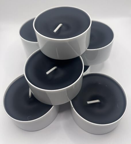 Maxi Teelichter Jumbo Teelichter im weißen Acrylcup Sonderedition extra elegante Variante (schwarz, 6) von Generisch