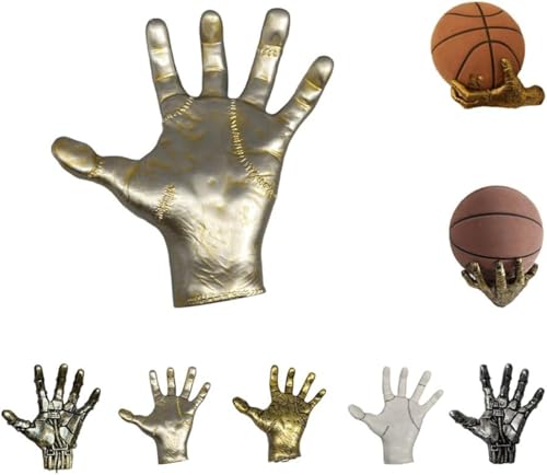 Mechanical Hand Wall Mounted Basketball Holder,Hand-Shaped Ball Storage Rack,Cool Basketball and Soccer Wall Decor Display Rack Display Racks,Punk Style Garage Ball Storage Organizer (Silver-B) von Generisch