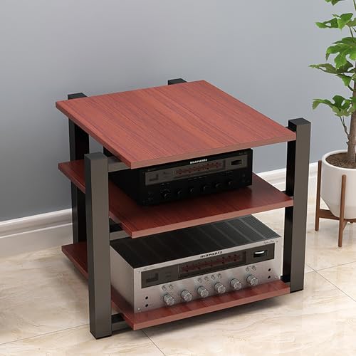 Media Audio-Regal, 2/3/4-stöckig, Unterhaltungs-Mittelschrank für Stereo-Ausrüstung und Komponentenaufbewahrung, stilvoller roter AV-Turm (65 cm) von Generisch