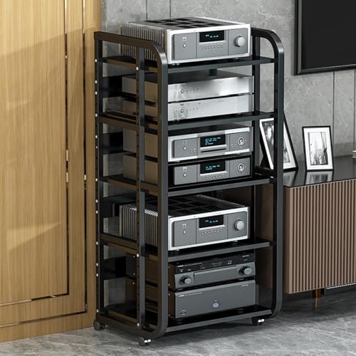 Media Stand - Rolling Video Game Console Storage Shelf, 3-5 Etagen Audio Component Cabinet for Living Room, Classroom, Theater, Recording Room Media Stand - Rolling Video Game Console Storage Shelf, 3-5 Etagen Audio Component Cabinet for Living Room, Classroom, Theater, Recording Room von Generisch