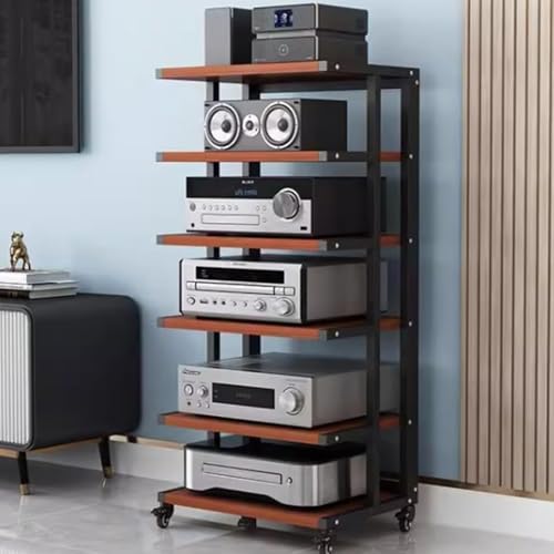 Medienständer mit Rollen, Multi-Tier Stereo Rack für Audio Video Speicher, Beweglicher Schrank für CD-Player und HiFi-Komponenten von Generisch