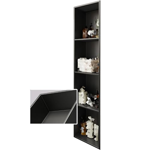 Medizinschrank aus 304 Edelstahl, mit versteckten Beschlägen für Badezimmer, Wandmontage, Duschregal, keine Fliesen erforderlich (schwarz, 120 x 27,9 x 12,4 cm) von Generisch