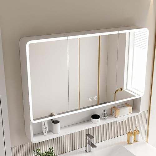 Medizinschrank mit Lichtern – Wandspiegel Aufbewahrungsregal für Badezimmer Waschtisch – Modernes Anti-Beschlag-offenes Aufbewahrungs-Hängeregal Medizinschrank mit Lichtern – Wandspiegel Aufbewahrungsregal für Badezimmer Waschtisch – Modernes Anti-Beschlag-offenes Aufbewahrungs-Hängeregal von Generisch