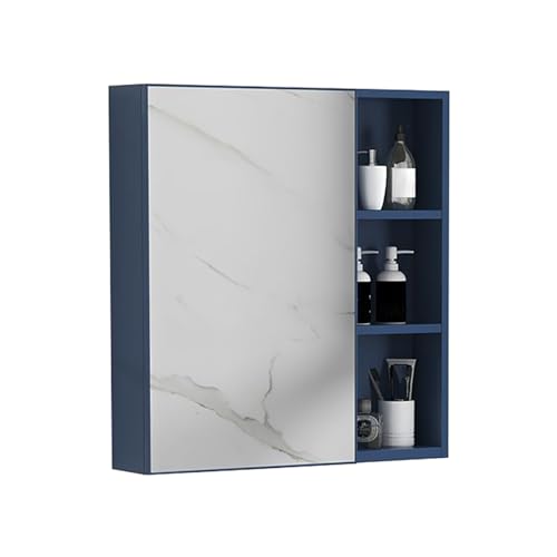 Medizinschrank zur Wandmontage, mit Spiegel, Blau, Badezimmer-Schrank mit Regalen, rechteckiges Design (75 x 65 x 11 cm), perfekt für die Organisation von wichtigen Dingen und Maximierung des Platzes von Generisch