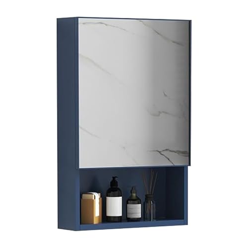 Medizinschrankspiegel zur Wandmontage, mit Stauraum, Einzeltür, rechteckiger Badezimmerspiegel mit Regalen, blau, 40 x 65 x 11 cm, stilvoller und funktionaler Badezimmerspiegel Medizinschrankspiegel zur Wandmontage, mit Stauraum, Einzeltür, rechteckiger Badezimmerspiegel mit Regalen, blau, 40 x 65 x 11 cm, stilvoller und funktionaler Badezimmerspiegel von Generisch