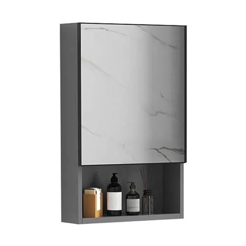 Medizinschrankspiegel zur Wandmontage mit Aufbewahrung, Einzeltür-Badezimmerspiegel, rechteckiges Design mit Regalen, stilvolles graues Finish, 50 x 65 x 11 cm für nized Spaces Medizinschrankspiegel zur Wandmontage mit Aufbewahrung, Einzeltür-Badezimmerspiegel, rechteckiges Design mit Regalen, stilvolles graues Finish, 50 x 65 x 11 cm für nized Spaces von Generisch