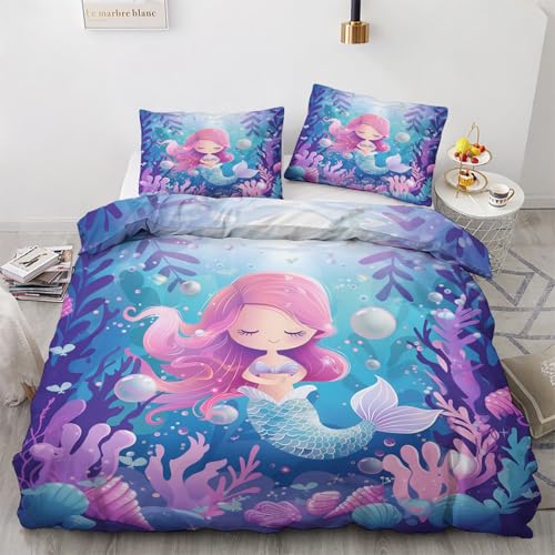 Meerjungfrau Deko - Winter Bettwäsche 135x200 Meerjungfrau, Mädchen Meerestiere Bettbezug 135 x 200 2er Set mit 1 Kissenbezug 80x80, Weiche Mikrofaser Winterbettwäsche mit Reißverschluss T#&44 Meerjungfrau Deko - Winter Bettwäsche 135x200 Meerjungfrau, Mädchen Meerestiere Bettbezug 135 x 200 2er Set mit 1 Kissenbezug 80x80, Weiche Mikrofaser Winterbettwäsche mit Reißverschluss T#&44 von Generisch
