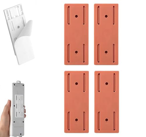 Meetitsneeds Adhesive Punch-Free Socket Holder, Desktop Socket Fixer Wall Mounted, Plug-in Socket Fixer Bracket Stand, for Kitchen Home Office Cable Management, Damage-Free Installation (Pink-4PCS) von Generisch