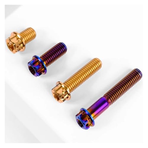 Mehrere Farben M8 P1.25mm X 10/12/15/20/22/25/30-120mm GR5 TC4 Titanlegierung Schraube Bolzen Torx Kopf Flansch Motorrad(Burn Blue,M8x65mm) von Generisch