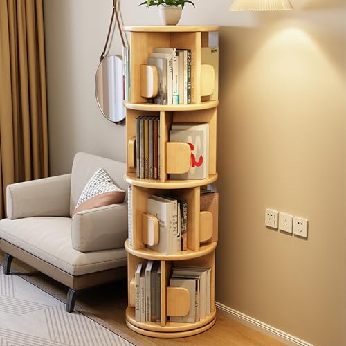 Mehrschichtiger, drehbarer Buchständer mit Trennwand-Design, große Kapazität, Vitrine für stilvolle Eckregal-Organisation Mehrschichtiger, drehbarer Buchständer mit Trennwand-Design, große Kapazität, Vitrine für stilvolle Eckregal-Organisation von Generisch