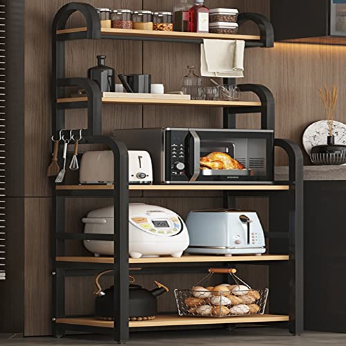 Mehrschichtiger schwarzer Küchenschrank mit Mikrowellen-Regal, platzsparendes Sideboard für Utensilien und Kochgeschirr, moderner kleiner Küchenhelfer von Generisch