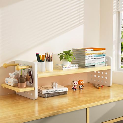 Mehrschichtiges Schreibtisch-Bücherregal aus Holz für Wohnheim, Büro, Küche, Bibliothek – Design, kompakt, 50 x 15 x 22 cm – stilvolle Aufbewahrungslösung von Generisch