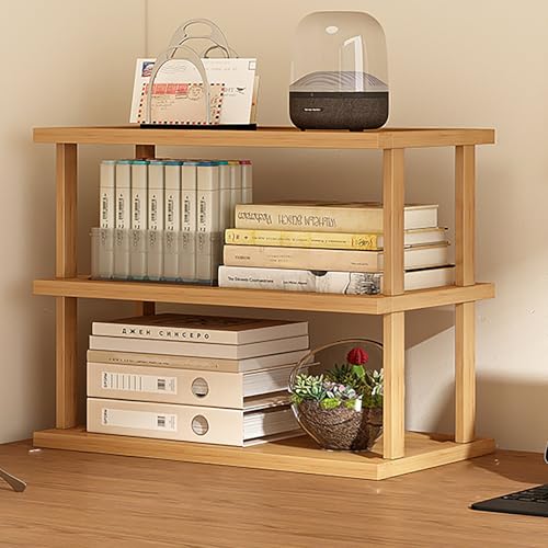 Mehrschichtiges Schreibtisch-Bücherregal aus Holz – langlebiges Aufbewahrungsregal für Büro und Zuhause, ideales Tischregal für Bücher, Dekoration und Wohnheim-Essentials. von Generisch
