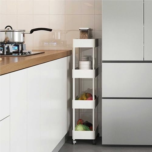 Mehrstöckiger rollbarer Badezimmer-Aufbewahrungswagen – 3/4/5 Etagen, ABS-Organizer mit Drainage, mobiler Trolley für Küche und Badezimmer, langlebiges und platzsparendes Design, Weiß (4–18 cm Mehrstöckiger rollbarer Badezimmer-Aufbewahrungswagen – 3/4/5 Etagen, ABS-Organizer mit Drainage, mobiler Trolley für Küche und Badezimmer, langlebiges und platzsparendes Design, Weiß (4–18 cm von Generisch