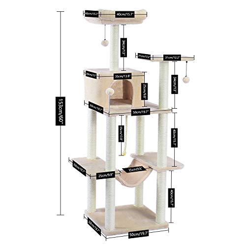 Mehrstufiger Katzen-Kletterbaum mit Hängematte und Haltegriff, perfektes Spiel- und Ruhemöbel für Kätzchen und Katzen Mehrstufiger Katzen-Kletterbaum mit Hängematte und Haltegriff, perfektes Spiel- und Ruhemöbel für Kätzchen und Katzen von Generisch