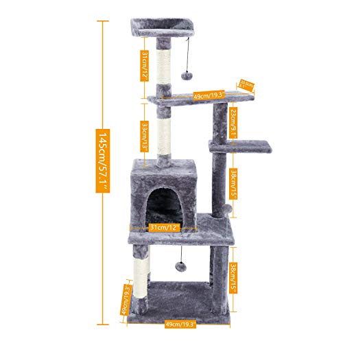 Mehrstufiger Katzen-Kletterbaum mit Hängematte und Haltegriff, perfektes Spiel- und Ruhemöbel für Kätzchen und Katzen von Generisch
