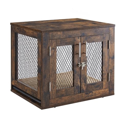 Mehrzweck-Hundebox aus Holz mit Tablett – Tragkraft oben 72,6 kg, gute Belüftung, ideal als Möbel oder Nachttisch für kleine bis mittelgroße Hunde von Generisch