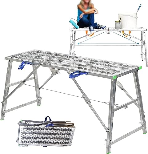 Mehrzweck-Klapp-Gerüstleiter, verstellbare Arbeitsplattform, 400 kg Kapazität, verzinkter Stahl, 180 cm Höhe, ideal für Baureparatur und Projekte zu Hause Mehrzweck-Klapp-Gerüstleiter, verstellbare Arbeitsplattform, 400 kg Kapazität, verzinkter Stahl, 180 cm Höhe, ideal für Baureparatur und Projekte zu Hause von Generisch