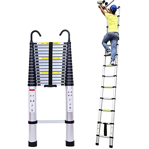 Mehrzweck-Teleskopleiter aus Aluminium, ausziehbar, faltbar und stabilisierend, 8 m, 7 m, 6,2 m, 6 m, 5 m, 4,7 m, 4 m, 3,8 m, 3,2 m, 2,6 m, ideal für Zuhause, Büro und Außenbereich von Generisch