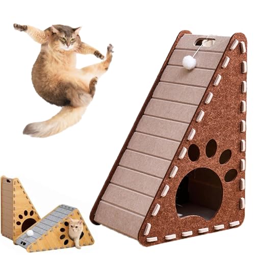 Mellowkin Cat Scratcher, 2025 New Vertical Felt Cat Scratcher, Durable Felt Cat Scratching Post and Bed, Comfortable Resting Spot for Kittens and Small Pets (Camel Triangle) von Generisch