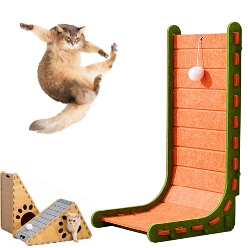 Mellowkin Cat Scratcher, 2025 New Vertical Felt Cat Scratcher, Durable Felt Cat Scratching Post and Bed, Comfortable Resting Spot for Kittens and Small Pets (Orange L Shape) von Generisch
