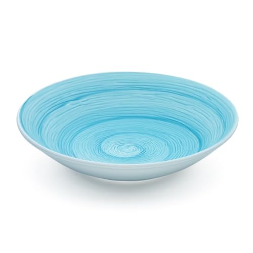 Memento Table Set mit 6 tiefen Tellern 23 cm aus Keramik, Made in Italy, handbemalt (Türkis, Boden) von Generisch