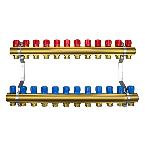 Messing Heizkreisverteiler 2-12 fach Handbuch Verteiler Heizkreise Heizung (12 Heizkreise) von Generisch
