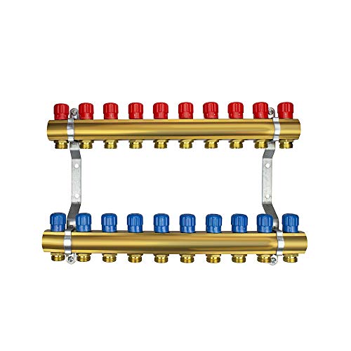 Messing Heizkreisverteiler 2-12 fach Handbuch Verteiler Heizkreise Heizung (9 Heizkreise) von Generisch