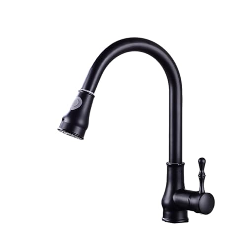 Messing-Küchenspüle Wasserhahn mit herausziehbarem Sprühkopf, automatisches Einziehen, 2 Sprühmodi, mehrfarbig, schwarz, modernes Design für einfache Reinigung und stilvolles Upgrade von Generisch