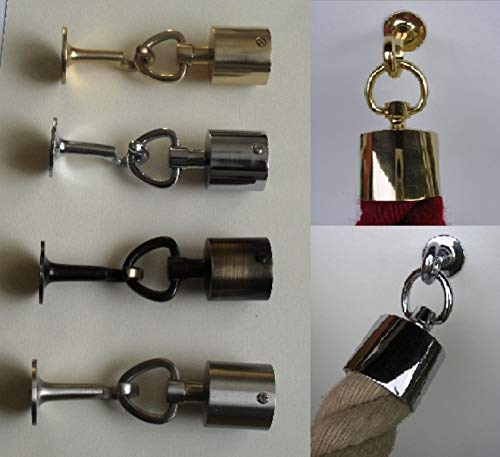 Messing Seilendkappe mit Ring und Haken Ø30 / Ø40 mm in diversen Farben Seilabschluss Seilkappe Handlaufseile (Für Ø40 mm Seil, matt vernickelt edelstahlfarbig) von Generisch