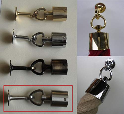 Messing Seilendkappe mit Ring und Haken für Ø30 mm Handlaufseil in Matt Vernickelt (gebürstet edelstahlfarbig) Seilabschluss Seilkappe Handlaufseile von Generisch
