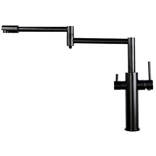 Messing-Topffüller, Wasserhahn, Doppelgriff, Heiß- und Kaltmischbatterie, 360° schwenkbarer Auslauf, hohes schwarzes Design, modernes Küchenspüle-Zubehör, Doppelschwinggelenk & stilvoll Messing-Topffüller, Wasserhahn, Doppelgriff, Heiß- und Kaltmischbatterie, 360° schwenkbarer Auslauf, hohes schwarzes Design, modernes Küchenspüle-Zubehör, Doppelschwinggelenk & stilvoll von Generisch