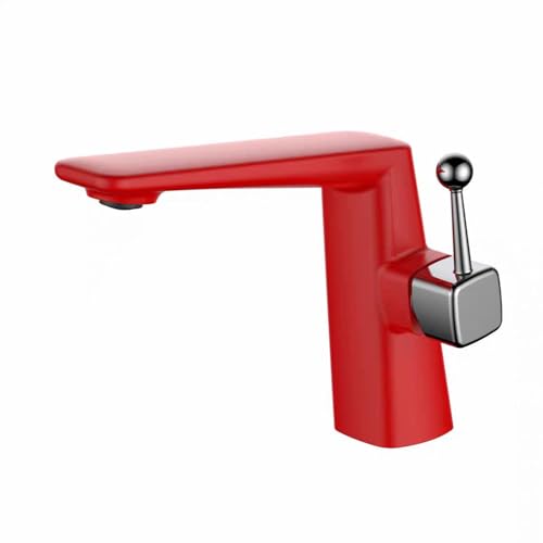 Messing Waschbecken Armaturen - Heiß- und Kaltmischer, Einhebel-Einloch-Wasserhahn, modernes rotes Design für stilvolles Waschtisch-Upgrade Messing Waschbecken Armaturen - Heiß- und Kaltmischer, Einhebel-Einloch-Wasserhahn, modernes rotes Design für stilvolles Waschtisch-Upgrade von Generisch