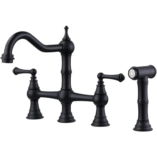 Messing Wasser-Küchenarmatur mit Seitensprüher, elegantes schwarzes Brücken-Design für Küchenspüle, langlebig, einfach zu installieren, perfekt für moderne Häuser von Generisch