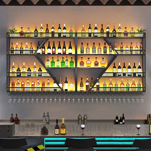 Metall-Barregal, Wandmontage, Weinregal mit Weinglashalter, Wand-Weinregal, hängende Weinaufbewahrungsregale, Eisen, Likörregal, schwimmende Bar-Regale, Likör-Flaschen-Ausstellungsregal für Küche, Bar Metall-Barregal, Wandmontage, Weinregal mit Weinglashalter, Wand-Weinregal, hängende Weinaufbewahrungsregale, Eisen, Likörregal, schwimmende Bar-Regale, Likör-Flaschen-Ausstellungsregal für Küche, Bar von Generisch