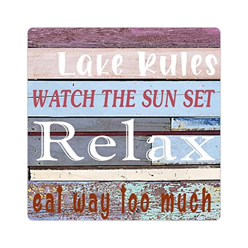 Metall-Blechschild mit Aufschrift "Lake Rules", "Swimming Pool Rules", Holz, Überfälzung, Entspannung, Metall, Willkommensschild, 30,5 x 30,5 cm, französisches schickes Schwimmbadregeln von Generisch